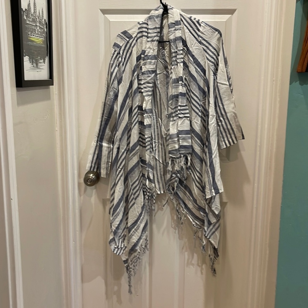Blue and white striped cardigan